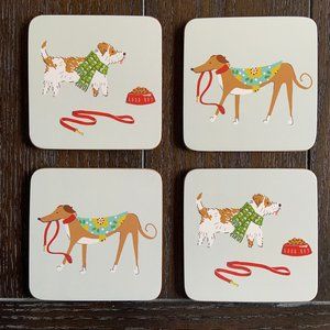 Walkies Terrier Greyhound Dog Coasters Set of 4
